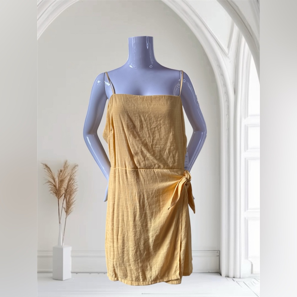 Nine West Yellow Ruched Wrap Sundress